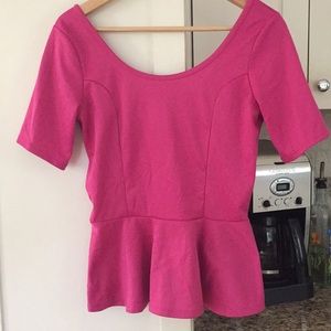 Pink peplum blouse. Size medium